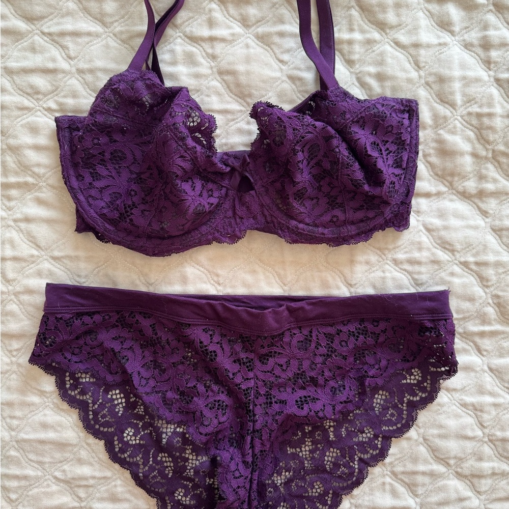 Elegant Purple Lace Lingerie Set